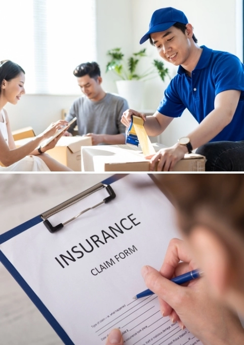 Affordable moving services cost with family packing boxes and insurance claim form coverage.