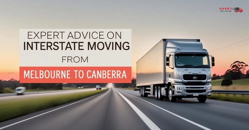 Expert interstate moving tips with truck on highway from Melbourne to Canberra at sunset. Expert interstate moving tips with truck on highway from Melbourne to Canberra at sunset.