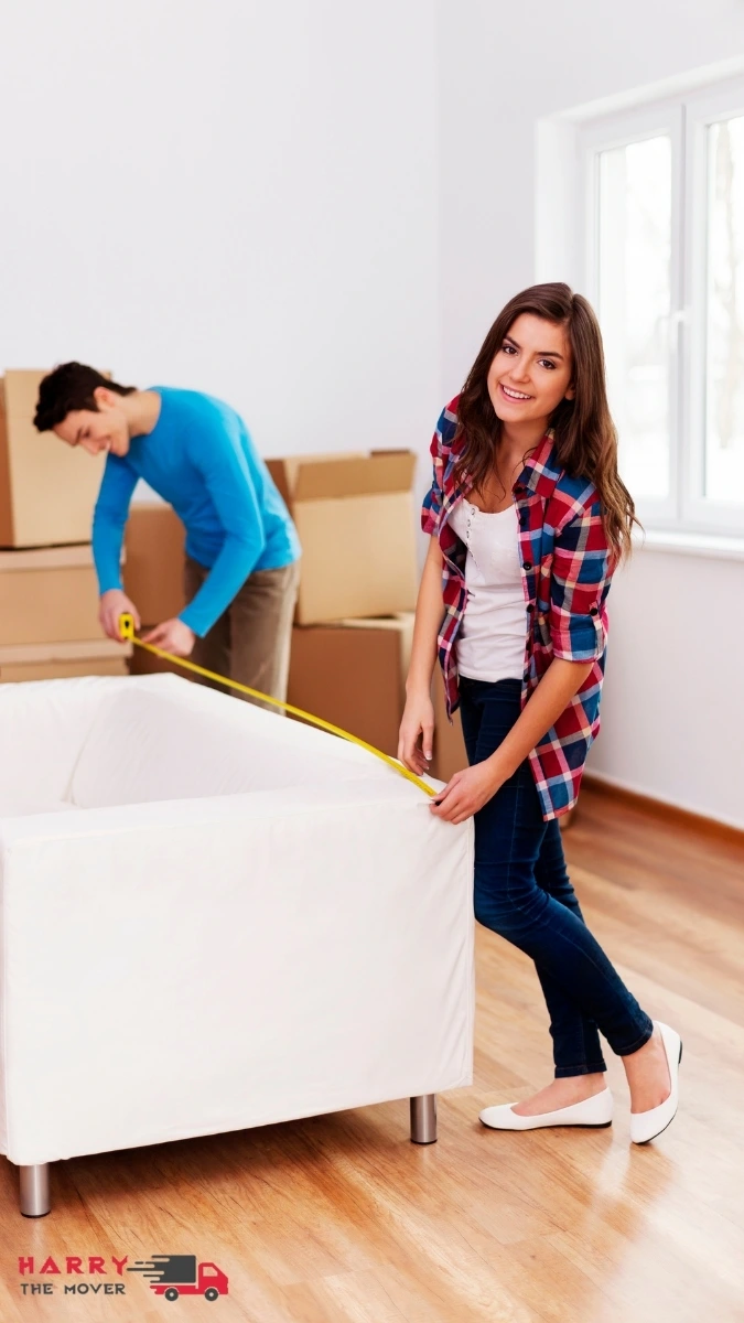 Harry The Mover team measuring furniture for safe relocation in Canberra Harry The Mover team measuring furniture for safe relocation in Canberra.