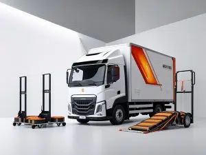 White removalist truck in Canberra with fold-out loading ramps and flatbed trolleys, set up for efficient furniture moving and transport services.