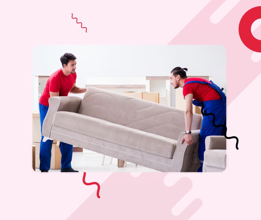 Experienced furniture movers from Harry The Mover lifting and relocating a large sofa with safe handling techniques and customised furniture removal support in Melbourne.