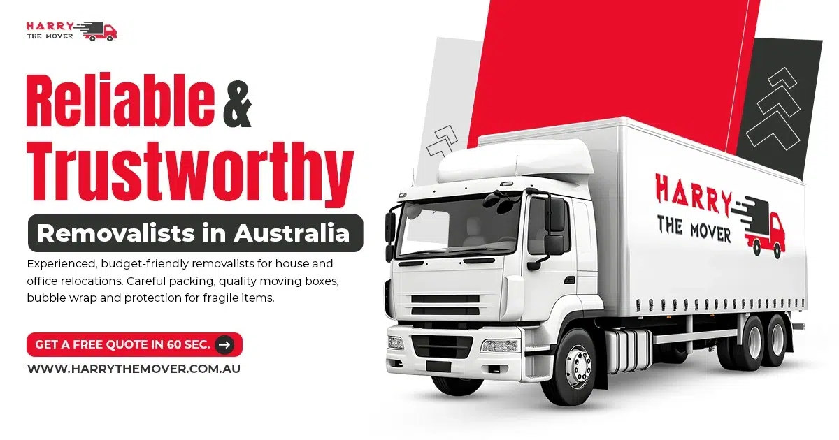Harry The Mover removal truck promoting reliable house and office removalists across Australia.