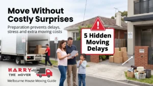 Blog 4 Common challenges during a house relocation in Melbourne including packing, access and moving delays.